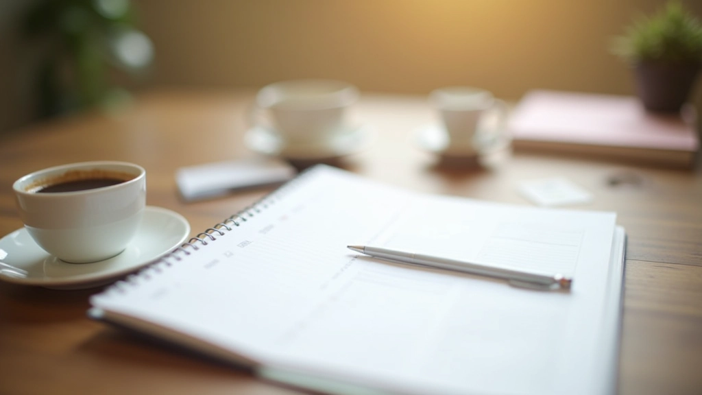 Organized desk with calendar, planner, and morning coffee showing daily structure