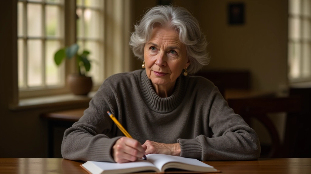 Person journaling in morning light, notebook open with daily schedule, warm indoor setting